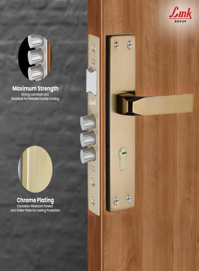Link Fixio Mortise Door Lock Handle Set | 20 CM | Suitable for Left & Right Handed Doors | Brass Finish | Miled Steel Built | Both Side Key Operate | 1,00,000+ Cycle Tested | 2-Year Warranty - Image 3